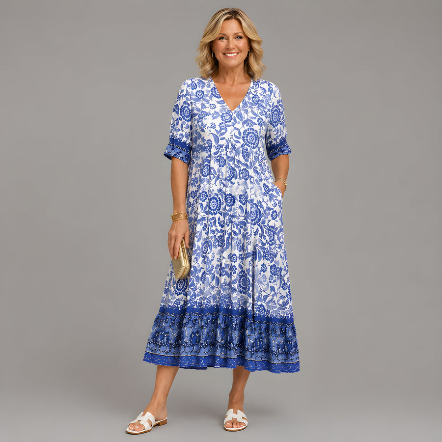 Remington | Graceful Floral V-Neck Dress