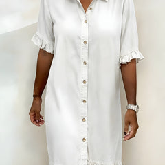 Katie | Effortlessly Flattering Ruched Denim Dress