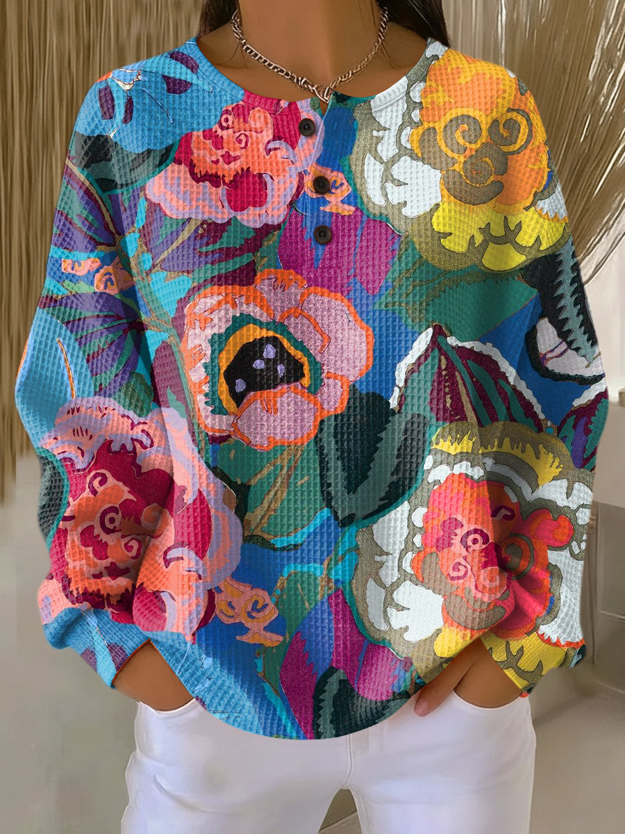 Rayne™ - Sweater with Large Colorful Flowers