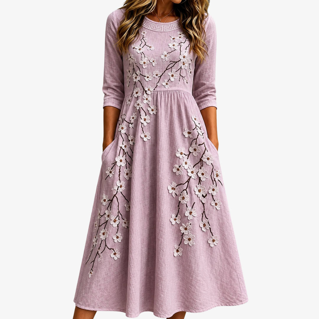 Blush Blossom Grace Midi Dress