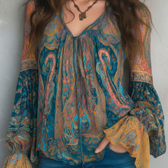 Selah™ Boho Paisley Chiffon Blouse