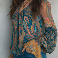 Selah™ Boho Paisley Chiffon Blouse