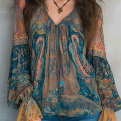 Selah™ Boho Paisley Chiffon Blouse