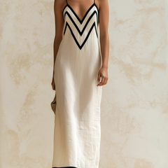 Nerea™ Contrast Trim Linen Maxi Dress