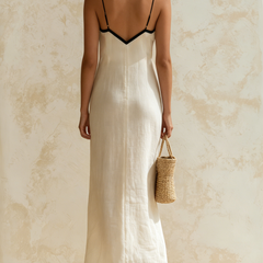 Nerea™ Contrast Trim Linen Maxi Dress
