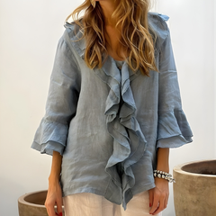 Tahlia™ Ruffled Cotton Linen Sleeve Top