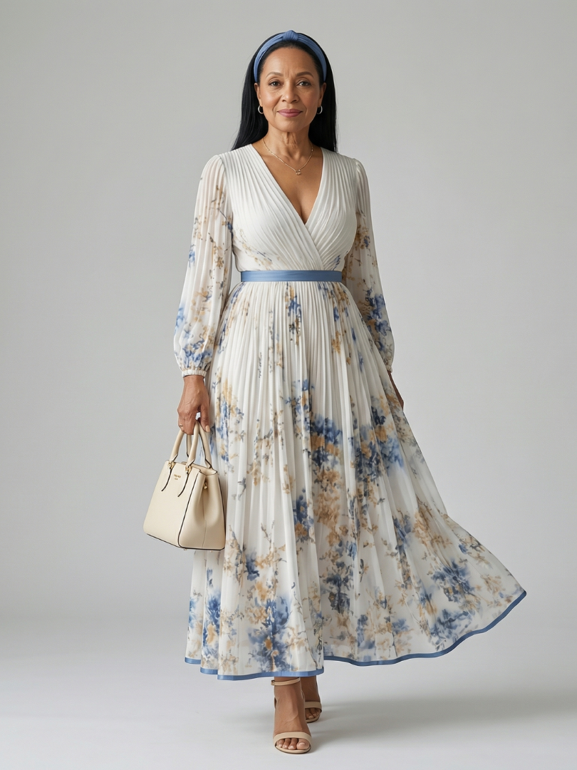 Beatrice | Pleated Wrap Midi Dress