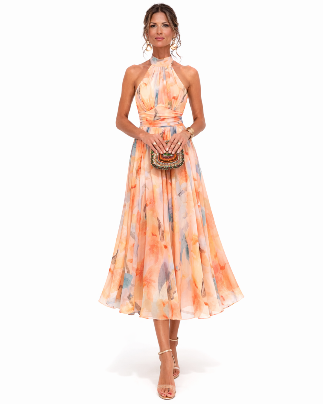 Luciana™ Watercolor Halter Maxi Dress