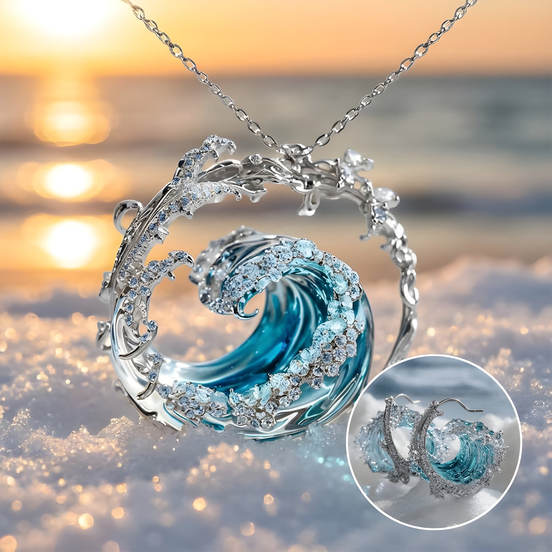 Ocean Wave Crystal Jewelry Set