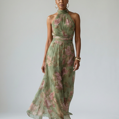 Relle | Gathered Halter Midi Dress