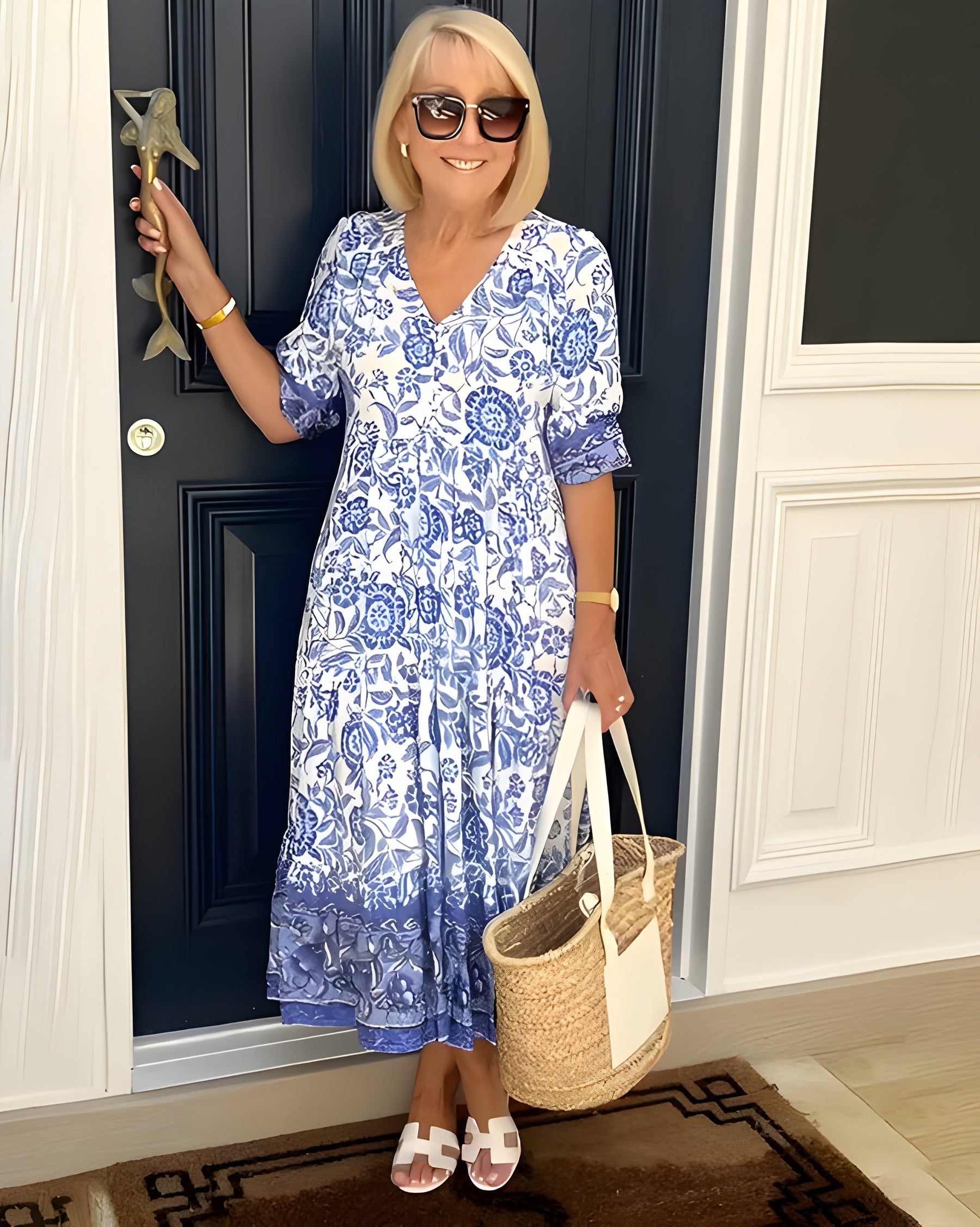 Remington | Graceful Floral V-Neck Dress
