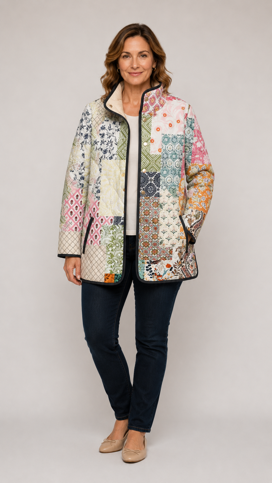 IVORY™ | Casual Floral Print Quilted Jacket