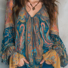 Selah™ Boho Paisley Chiffon Blouse
