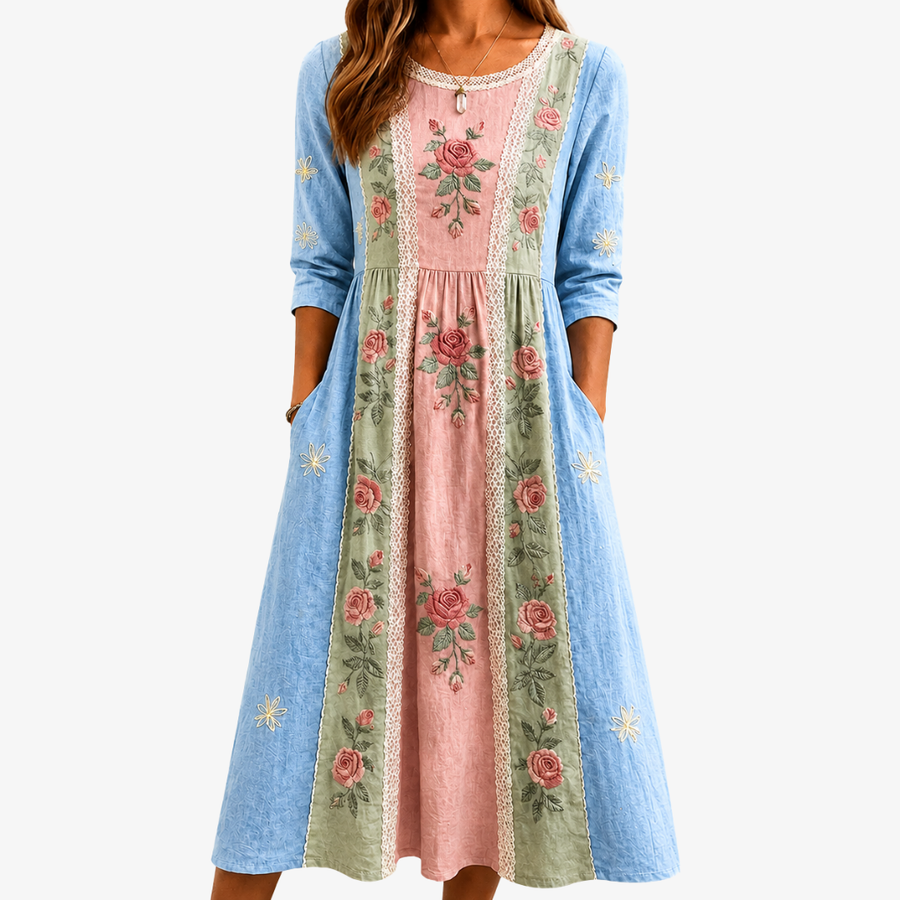 Camille | Rose Garden Patchwork Dress
