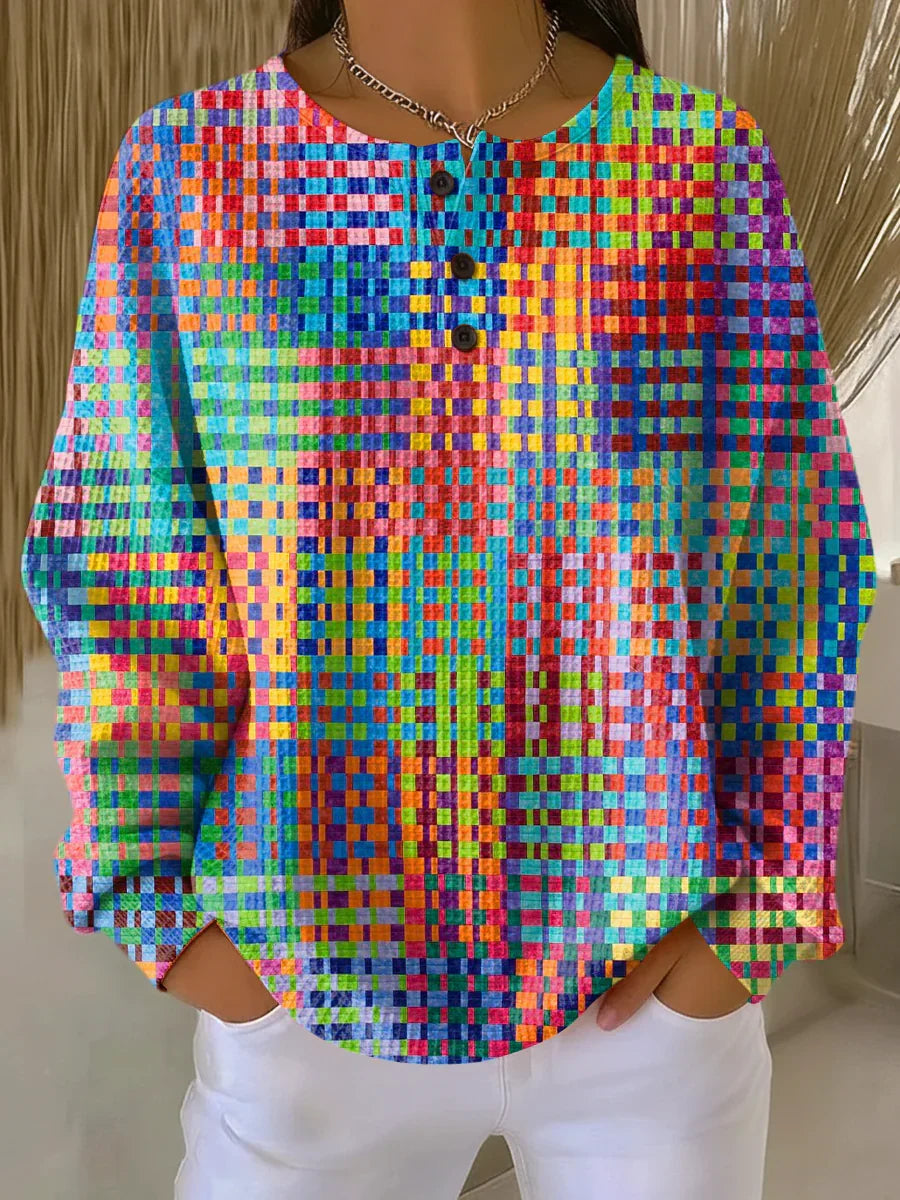 Clara™ - Sweater with Colorful Tartan Design