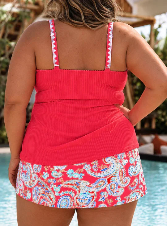 Evelyn | Plus Size Pleated Tankini Set