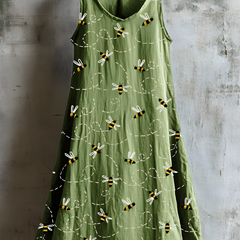 Honeybee Meadow Tank Dress Green