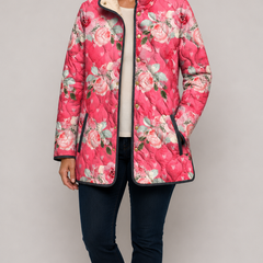 ASTRID™ | Charming Quilted Jacket with Pink Floral Print