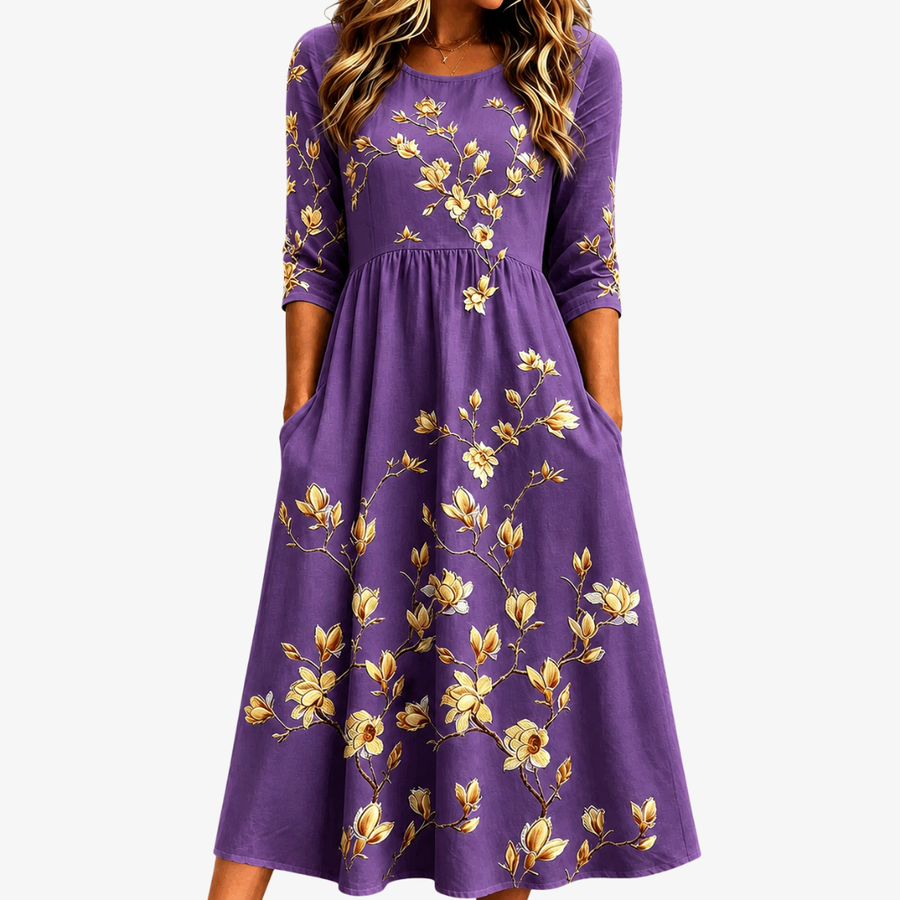 Amara | Floral Pocket Midi Dress
