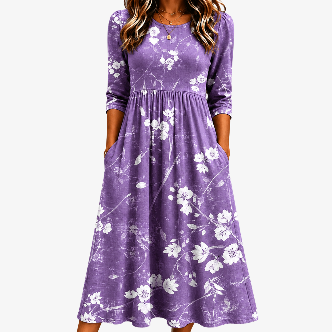 Violet | Floral Pocket Midi Dress