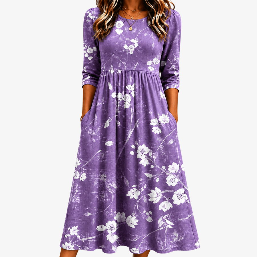 Violet | Floral Pocket Midi Dress