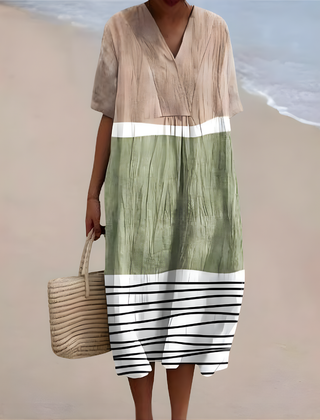 Yareli™ | Coastal Block-Stripe Summer Dress