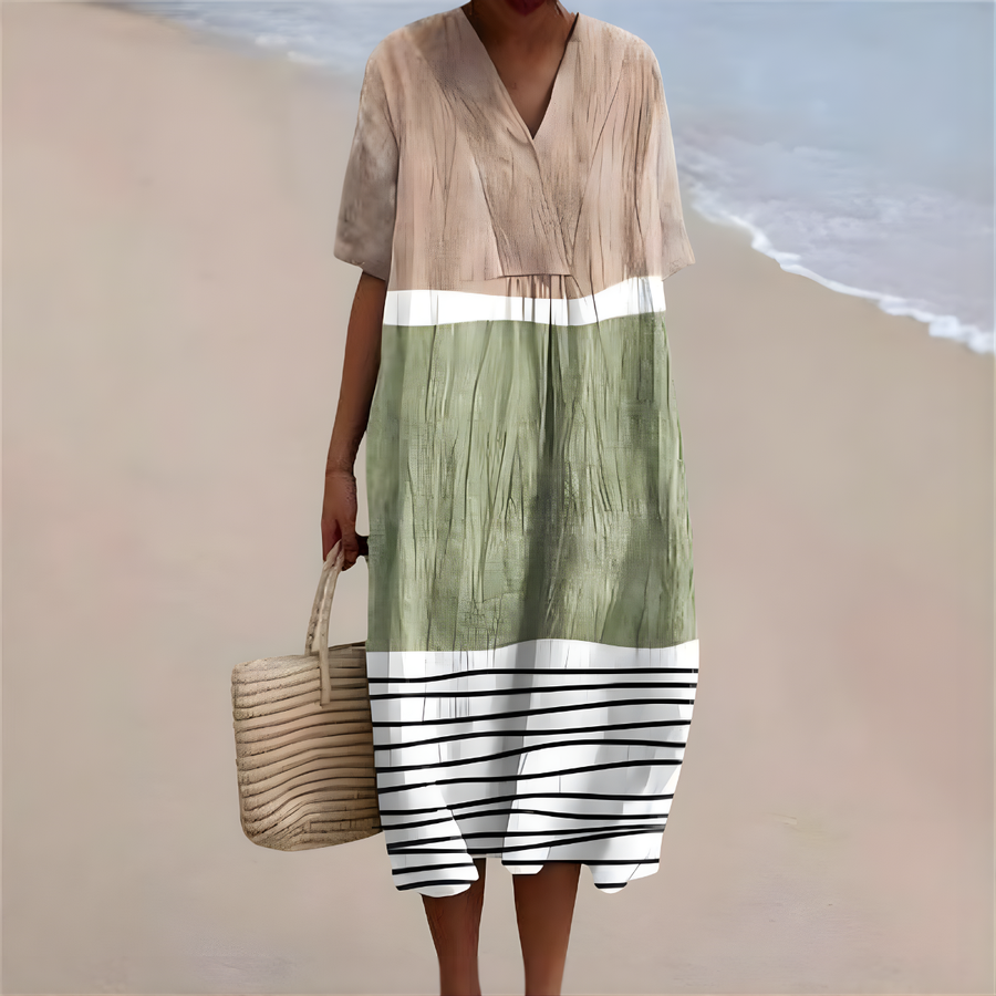 Yareli™ | Coastal Block-Stripe Summer Dress
