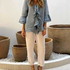 Tahlia™ Ruffled Cotton Linen Sleeve Top