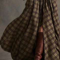 Elara™ Plaid Button-Front Maxi Dress