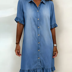 Katie | Effortlessly Flattering Ruched Denim Dress