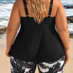 Matilda | Plus Size Pleated Tankini Shorts Set