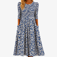 Cobalt Daisy Pocket Midi Dress