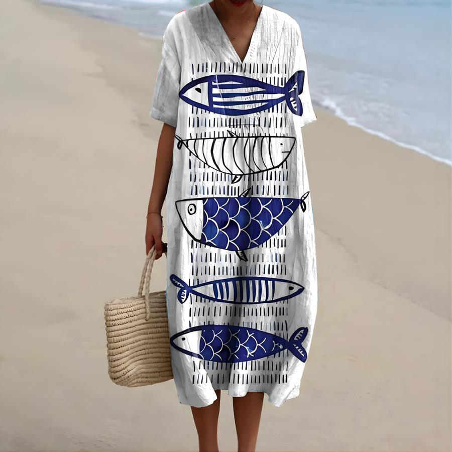 Baylor™ | Fish-Print Summer Dress