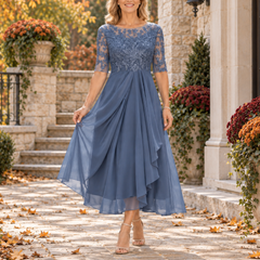 Avi Lace Bodice Draped Midi Dress