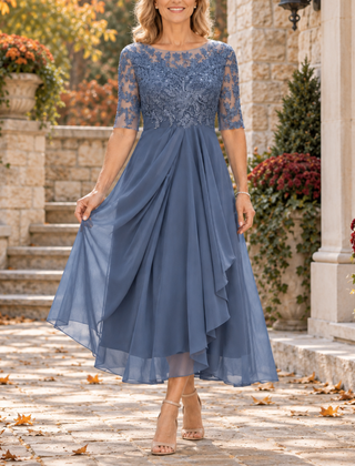 Avi Lace Bodice Draped Midi Dress
