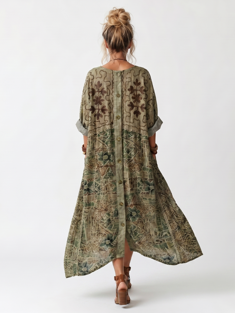 Aleta™ Button Front Oversized Pocket Midi Dress