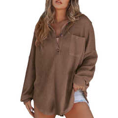 Nova™ Casual Lightweight Button V Neck Tunic Blouse
