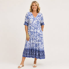 Remington | Graceful Floral V-Neck Dress