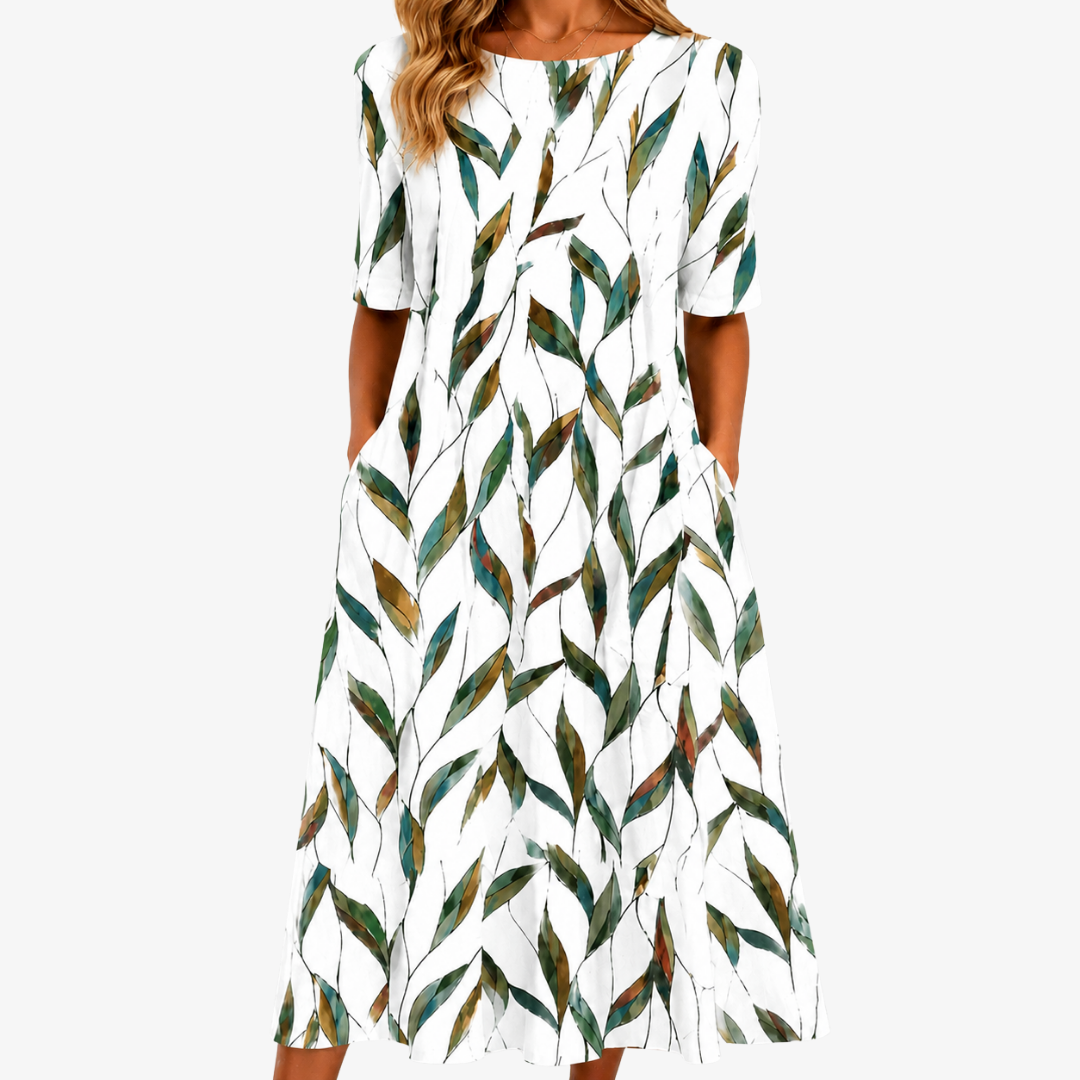 Ava | Botanical Pocket Midi Dress