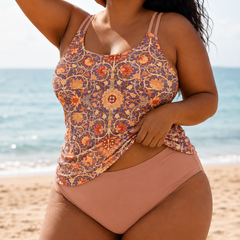 Iris | Plus Size Bohemian Tankini Set