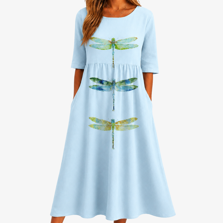 Amelia | Dragonfly Pocket Midi Dress