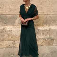 Emelia™ Elegant V-Neck Maxi Dress
