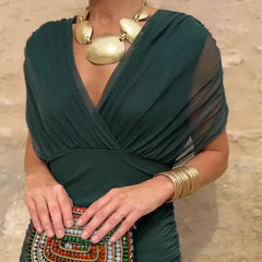 Emelia™ Elegant V-Neck Maxi Dress