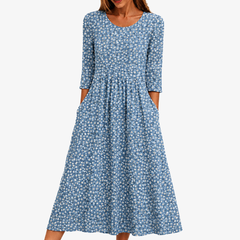Blue Meadow Comfort Floral Midi Dress