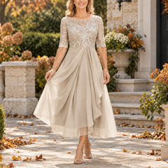 Avi Lace Bodice Draped Midi Dress