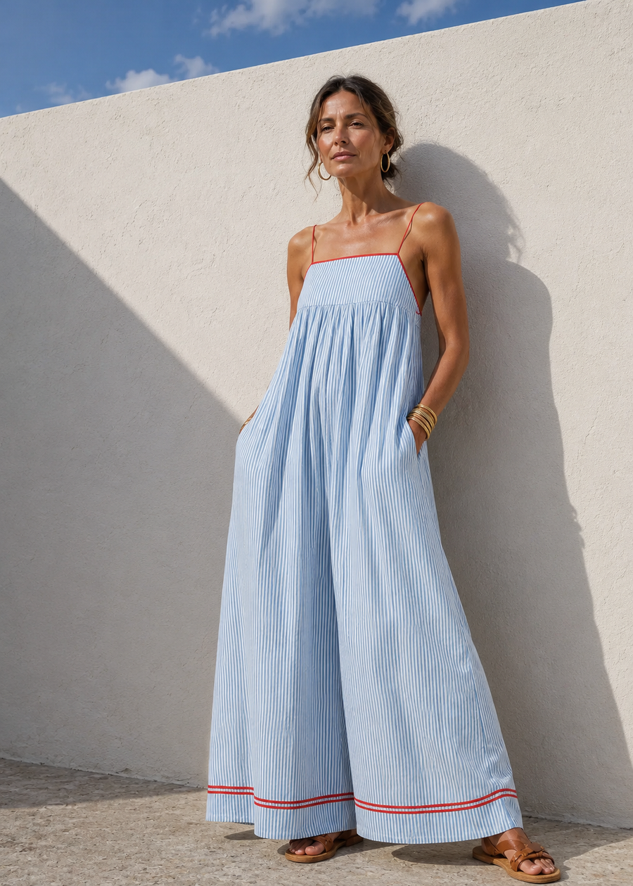 Ondine™ Striped Contrast Trim Maxi Dress
