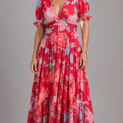Alessia™ Elegant Floral V-Neck Dress
