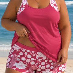 Charlotte | Plus Size Printed Tankini Shorts Set