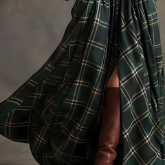 Elara™ Plaid Button-Front Maxi Dress