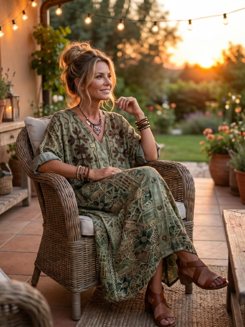 Aleta™ Button Front Oversized Pocket Midi Dress